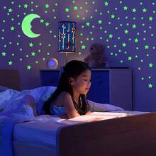 208/101 件夜光星贴天花板装饰，星空闪亮装饰非常适合卧室礼物，节日派对装饰，夜光墙贴，超级大气，仿佛在外太空漫步，一起探索其他星球的奥秘，这种感觉太棒了！ - 多色 - 查看 1