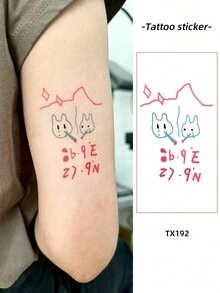 1 件防水彩色临时纹身贴纸，PVC 卡通猫图案，适合男女，手部和腿部日常使用 - 彩色 - 查看 1