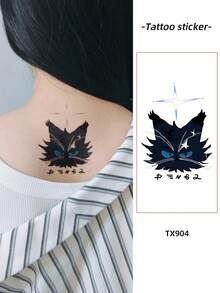 1 件防水彩色临时纹身贴纸，PVC 卡通猫图案，适合男女，手部和腿部日常使用 - 彩色 - 查看 4