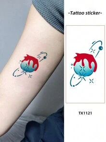 1 件防水彩色临时纹身贴纸，PVC 卡通猫图案，适合男女，手部和腿部日常使用 - 彩色 - 查看 5