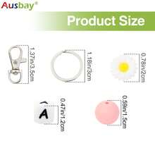 Ausbay 定制花朵钥匙扣糖果色钥匙链环包背包饰品，个性化生日派对装饰女士日常使用礼物 - 駝色 - 查看 7