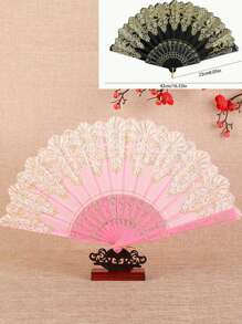 1 pieza Abanico decorativo con patrón de hojas, abanico plegable manual de fibra moderna, mejor regalo para el hogar, perfecto para cumpleaños y graduación - Multicolor - Ver 10