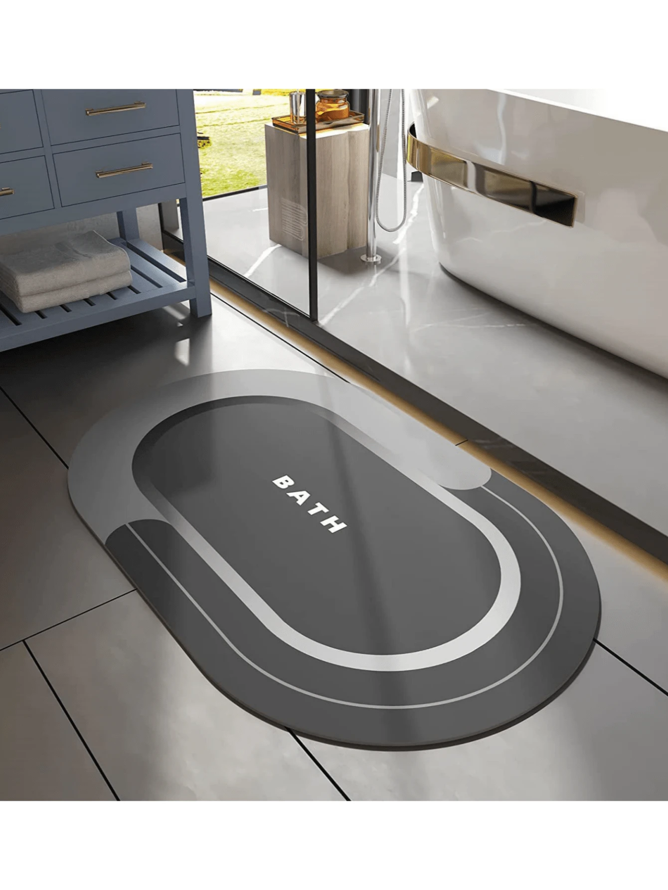 Phòng Tắm Bùn Tảo Cát Sàn Thảm Thấm Hút Cửa Nhà Vệ Sinh Nhanh Khô Thảm Chống Trơn Trượt Chân Thảm Vệ Sinh Thảm Nhà Bếp thảm Mềm Mại - màu đen - Xem 1