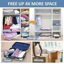 12 paquetes de bolsas ahorradoras de espacio (2 jumbo/2 grandes/2 medianas/2 pequeñas/4 rollos) - Bolsas de compresión para edredones y mantas, bolsas de sellado al vacío para almacenar ropa, con bomba de mano incluida, organizador de viaje - Multicolor - Ver 3