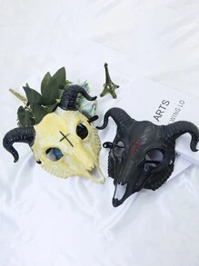 1 pieza Máscara cuernuda multicolor y multiestilos, máscara con cabeza de cabra cruzada, máscara sangrienta de Halloween, máscara aterradora y genial, adecuada para fiesta de baile de Halloween, máscara de cabra de plástico animal, accesorio de fiesta de cosplay de Halloween - Multicolor - Ver 8