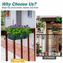 4 Pack Deck Railing Planter Box, Railing Planter Box, Balcony Planter Railing Hanging 16.9in - Đen và Xanh - Xem 6