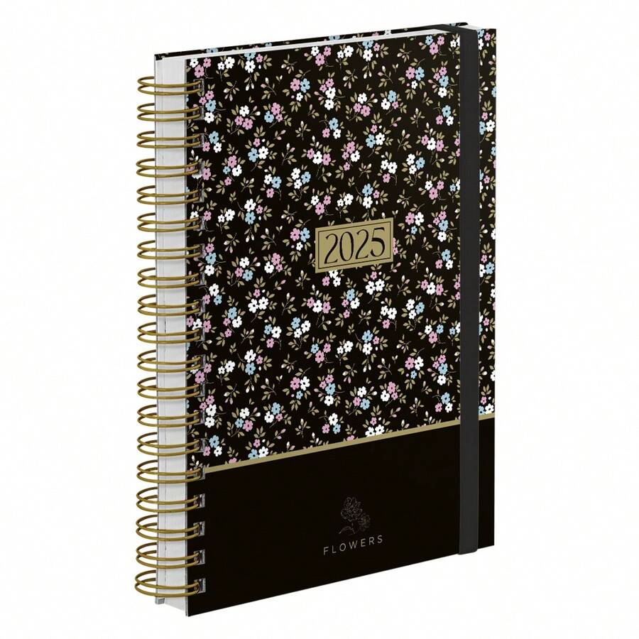 Daily Planner Plus 2025 Hard Cover Flower Field Colors Moda de Mujer