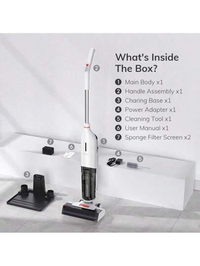 ILIFE W90 Wet Dry Cordless Stofzuiger Cleaner, In Vacuum, Mop Wash, Self Cleaning, 700ml Water Tank, 30 Minute Run Time. view 8