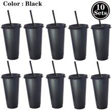 20 ،10 ،1 قطعة أكواب بلاستيكية قابلة لإعادة الاستخدام بسعة 24 أونصة مع أغطية وقشاطات - 10 قطع ، أكواب ماء متينة للقهوة المثلجة ، أكواب سفر كبيرة صدغية ، مثالية لحفلات الهالوين والأعياد الميلادية والعيد المجيد وهدايا الافتتاح ، خفيفة الوزن ، مستطيلة ، خالية من البولي فينيل كلوريد ، للغسيل اليدوي فقط - متعدد الألوان - مشاهدة 27