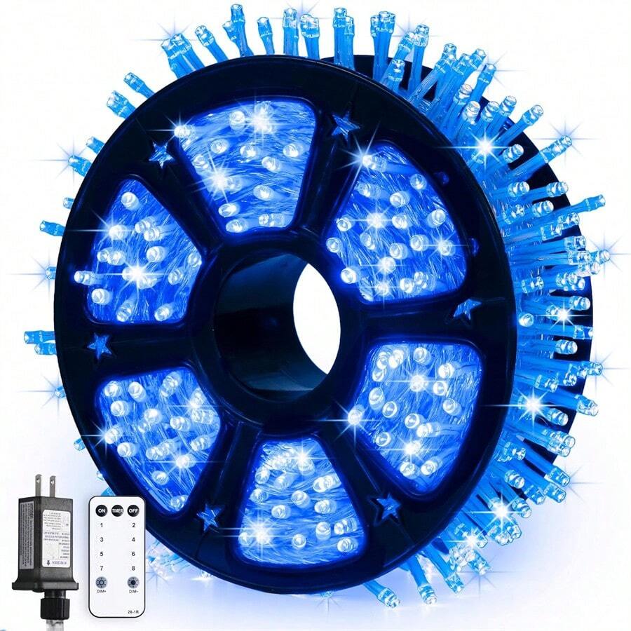 KBO JMEXSUSS 600 Blue LED Lights Outdoor Waterproof 168ft Blue String Tree Lights Indoor Plug In 8 Modes For Bedroom Fireplace Halloween Party Xmas Christmas Decorations - Blue - View 1