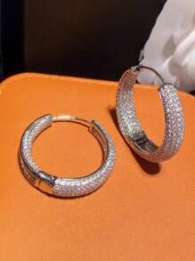 1 Pair Fashion Cubic Zirconia Hoop Earrings For Women For Wedding Engagement Anniversary Party Jewelry Valentine's Day Gift Valentines,Mom,Mother,Mother's Day,Gift