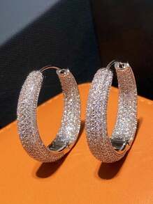 1 Pair Fashion Cubic Zirconia Hoop Earrings For Women For Wedding Engagement Anniversary Party Jewelry Valentine's Day Gift Valentines,Mom,Mother,Mother's Day,Gift