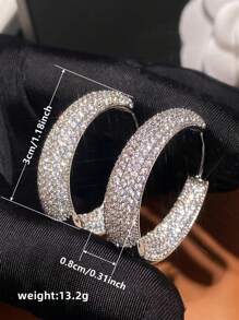 1 Pair Fashion Cubic Zirconia Hoop Earrings For Women For Wedding Engagement Anniversary Party Jewelry Valentine's Day Gift Valentines,Mom,Mother,Mother's Day,Gift