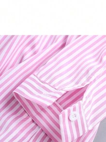 Women's Long Striped Long Sleeve Shirt - Pink - View 8