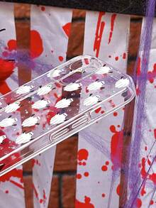 1pc Halloween Black Cat, Ghost, Cat Paw, Fish Bone Cute Pattern Shockproof Transparent Soft Phone Case Compatible With IPhone 11/12/13/14/15 Pro Max