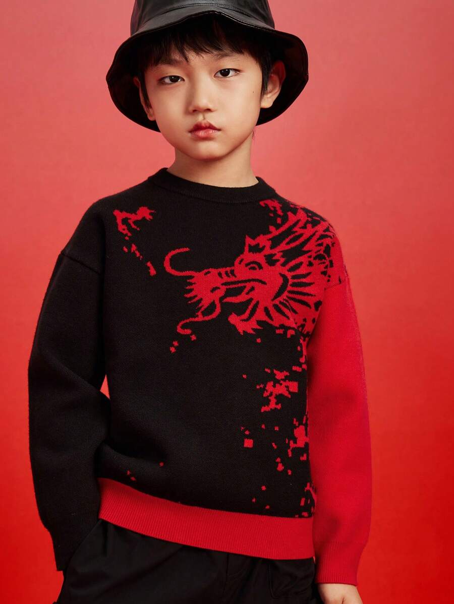 Annil طفل فتى فتى كبير الصين ريح دثار رأس مستدير طوق كنزة كنزة