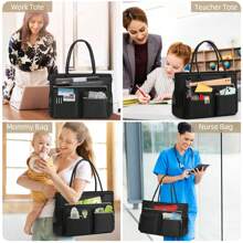 Laptop Bag For Women 15.6 Inch Work Teacher Tote Bag Nurse Bag Professional Laptop Tote Computer Messenger Shoulder Bag Large Handbag Business Office Work Bag Briefcase - 黑色 - 查看 2