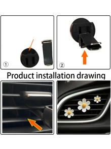 3pcs/Set 6-Petal Flower Car Air Freshener Clip, Small Daisy Car AC Vent Clip, Creative Multi-Color Options, Car AC Vent Fragrance Clip, Suitable For Vehicle AC Vent, Floral Decor Clip, Women's Car Decor, Car Vent Clip Decoration, Fashionable Car Accessory, Fragrance Diffuser (Fragrance Not Included), Perfect Holiday Gift, Freshens Air, Adorable Car Interior Decor, Car Supplies - Multicolor - View 4
