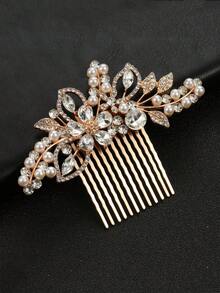 1 件新娘婚礼合金水钻发饰，女孩派对/活动/度假/拍照发夹装饰 - A - 查看 2