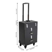 Cosmetic Trolley Makeup Storage Organizer Rolling Makeup Train Case Luggage Box - Black - View 10
