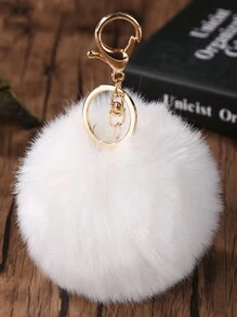 1pc Multicolour 8cm Fluffy Fur Ball Pom Pom Keychains, Soft Faux Fur-Like Ball Car Keyring, Car Keyring Key Holder Women Bag Pendant, Bag Accessories, Back To School Gifts (Please Note That The Keychain Is Fluffy And Can Be Rearranged To Look The Same As In The Picture Upon Receipt)