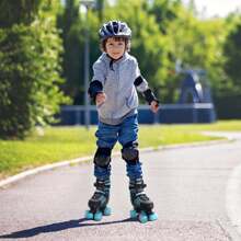 Roller Skates For Boys And Girls, 4 Sizes Adjustable Skates For Kids Youth With All Light Up Wheels Beginners Quad Skates - Z-teal - View 7