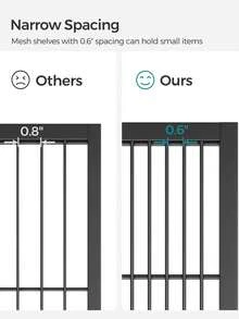 SONGMICS 3-Tier Metal Storage Rack With Wheels, Mesh Shelving Unit With X Side Frames, 23.6-Inch Width, For Entryway, Kitchen, Living Room, Bathroom, Industrial Style, Black - màu đen - Xem 8