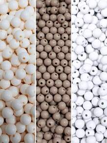 300 Milky Pearl Trio Beads 6mm Jewelry And Crafts - Màu be - Xem 1