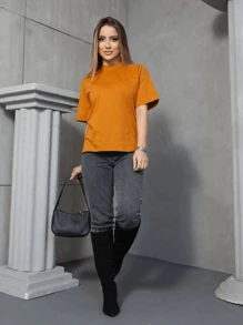 Women Blouses - Camel - View 2