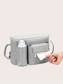 1 件婴儿推车收纳整理袋：多功能、大容量、时尚单肩斜挎妈咪包，配有婴儿推车挂袋和尿布袋