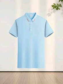 女士定制印花休闲短袖运动 T 恤 - 藍色 - 查看 3