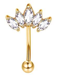 CASSIECA 1PC 车耳钉首饰车耳钉耳环男女款眉环 16G 不锈钢弧形杠铃吊坠 CZ 肚唇环软骨耳甲表面耳屏耳钉首饰 - 金色 - 查看 17