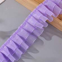 5m Double-Layered Chiffon With 4cm Ruched Lace Edge, DIY Clothing & Home Textile Decorative Trim - Multicolor - View 8
