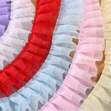 5m Double-Layered Chiffon With 4cm Ruched Lace Edge, DIY Clothing & Home Textile Decorative Trim - Multicolor - View 3