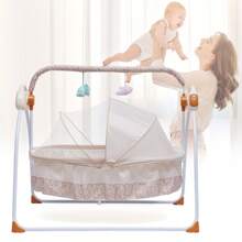 Rainaut Rinaut Automatic Baby Crib Cradle Auto-Swing Newborn Bassinet Bed Infant Bed - 卡其色 - 查看 1