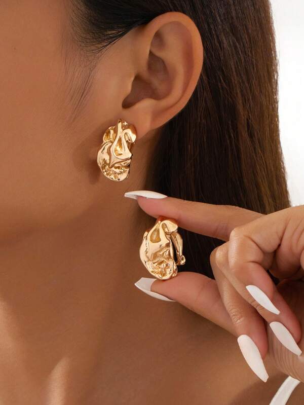 1 Pair Exaggerated, Fashionable, Romantic, Elegant, Luxurious, Chic, Asymmetrical Women's Hoop Earrings, Great Gift