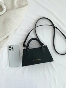 Túi xách vuông nhẹ, kiểu dáng công sở thường ngày, hai quai xách, họa tiết da cá sấu dập nổi và chữ cái, phù hợp cho thanh thiếu niên, phụ nữ, sinh viên đại học, người trẻ chuyên nghiệp và nhân viên văn phòng. Hoàn hảo cho văn phòng, trường đại học, công việc, kinh doanh, đi lại, hoạt động ngoài trời, du lịch và leo núi. - màu đen - Xem 4