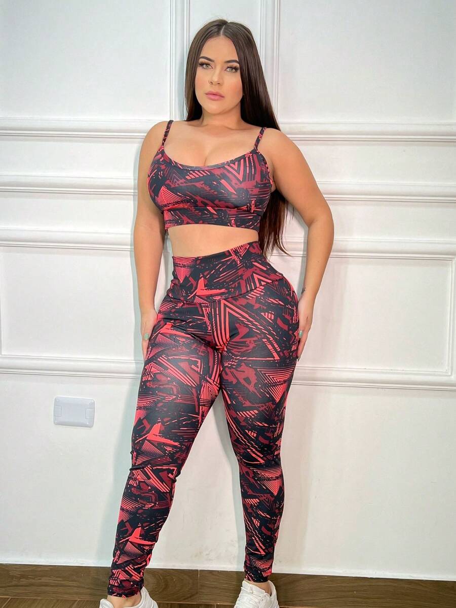 Women's Set For The Gym Solid Polka Dot Military Camouflage - 亮橙色 - 查看 1