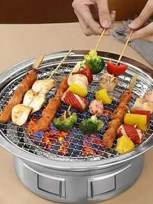 3 vỉ nướng bằng thép không gỉ dùng một lần để cắm trại dã ngoại ngoài trời, chịu nhiệt - Bạc - Xem 11
