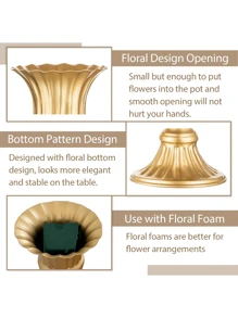 2/8 Pcs Gold Flower Arrangements Vase For Wedding Table Centerpiece - 9in Metal Planter Vase Pot For Artificial Real Flower Small Trumpet Plant Urn For Garden,Halloween And Decorations - 兩種尺寸可供選擇 - 查看 6