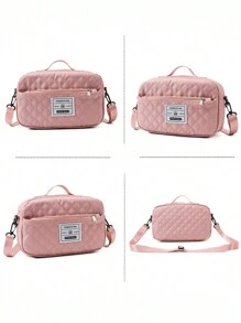 2pcs/Set Large Capacity Travel Tote Bag, Wet & Dry Separation Gym Bag, Weekend Overnight Shoulder Bag, Hospital Diaper Bag, Travel Bag, Vacation Bag, Weekend Bag, Overnight Bag, With Trolley Strap, Shoe Compartment, Carry-On Bag, Cosmetic Organizer, Suitable For Suitcase, Gym Bag, Travel Tote, Personal Bag, College Bag, Luggage Bag, Weekend Bag, Hospital Bag, Pink Winter Bag, School Supplies Bag - Pink - View 4
