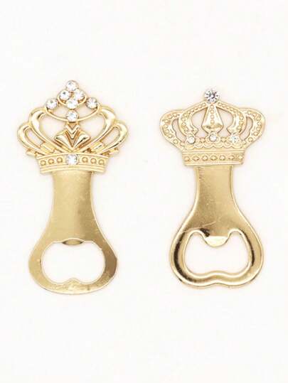 100pcs/2pcs Crown Bottle Opener Gift, Crown Can Opener, Royal Beverage Bottle Opener, Sturdy And Elegant Kitchen Accessories, Exquisite Party Decoration, Wedding
