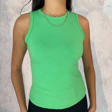 Plain Women's Ribbed T-Shirt Regata Basica Moda Fashion - Green - View 6