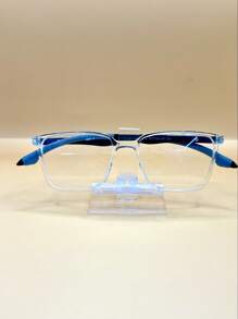Lens Frame For Men's Square Rectangular Eyeglasses In TR90 With Flexible Rubberized Colored Temple AD883 - Trong sáng - Xem 1
