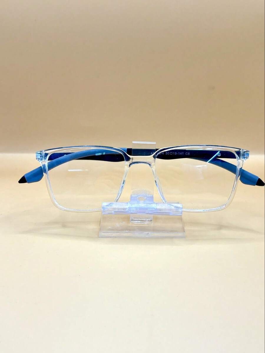 Lens Frame For Men's Square Rectangular Eyeglasses In TR90 With Flexible Rubberized Colored Temple AD883 - Trong sáng - Xem 1