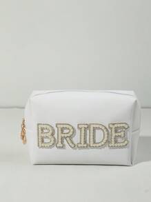 1 pièce Sac de maquillage étanche de mariée, organisateur de toilette pour femmes, sac cosmétique de voyage grande capacité, élégant pour la rentrée scolaire
