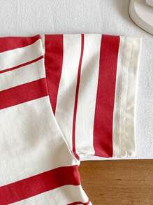 Kids' Summer Bestselling Color Block Stripe Short Sleeve T-Shirt - Red and White - View 9