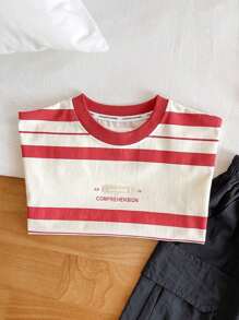 Kids' Summer Bestselling Color Block Stripe Short Sleeve T-Shirt - Red and White - View 7