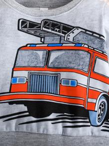 Baby Jungen 2-teiliges Set, niedlich & Autoprint Langarm-Sweatshirt und Hose, Herbst Outfit