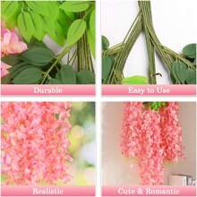 Artificial Wisteria Hanging Flowers Fake Wisteria Flower Garland Silk Vines Rattan Decor For Home Wedding Arch Wall Garden Greenery Bedroom Outdoor Office Party Decoration, Valentine Day, Gift Gifts Birthday Graduation,Garden Decor,Outdoor Plant,Gardening,Fake Flowers